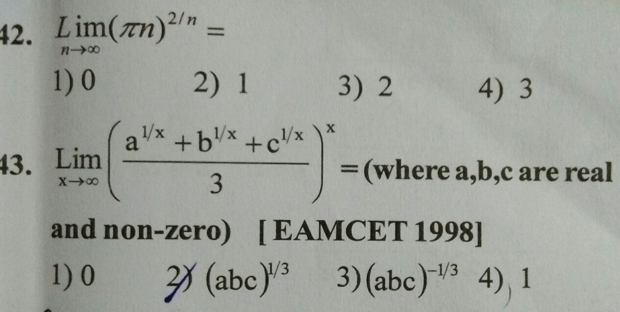 I Lim N Infinity Pn 2 N Ii Lim X Infinity A 1 X B 1 X C 1 X 3 X