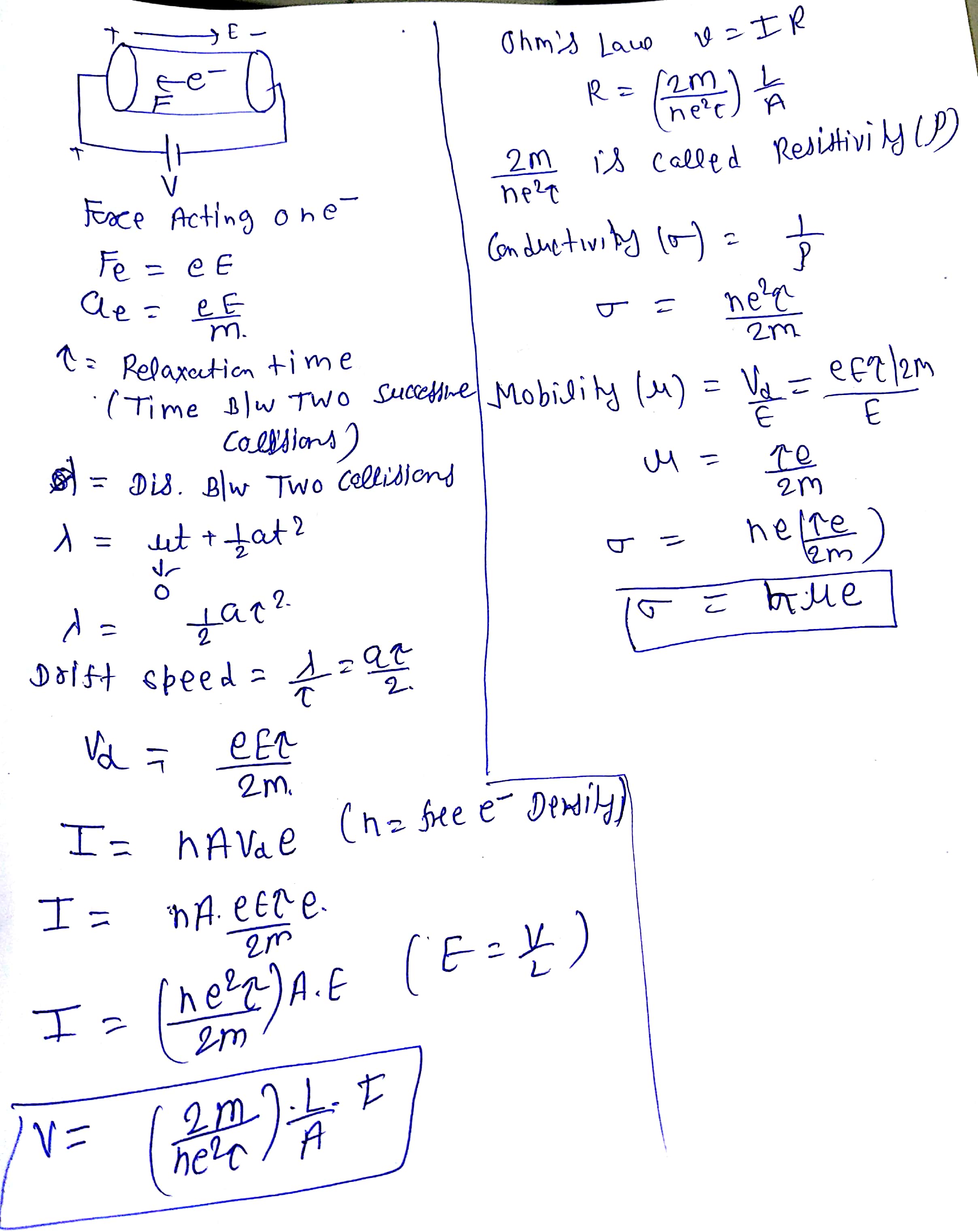 Conductivity in terms of mobility