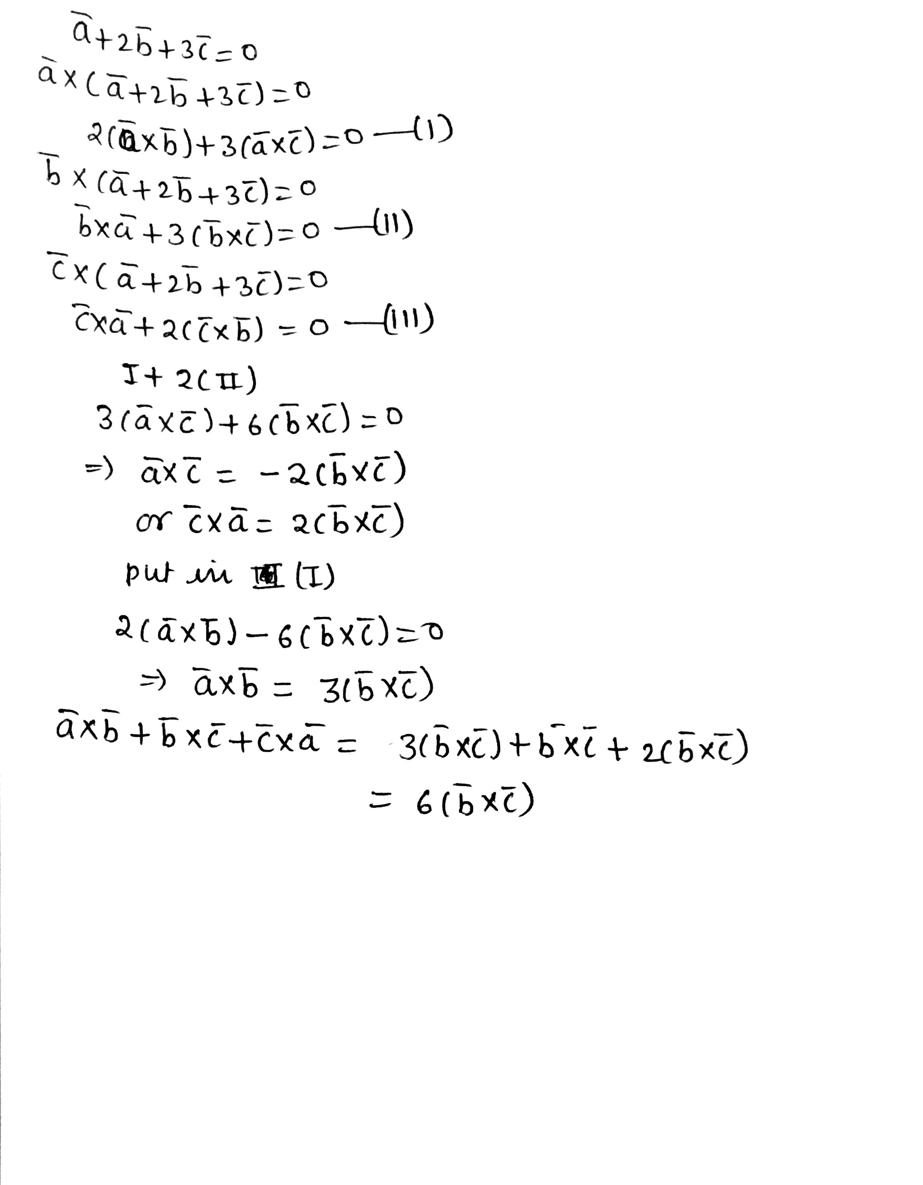 If A 2b 3c 0 Then What Is The Vector Product Of Ab Ca